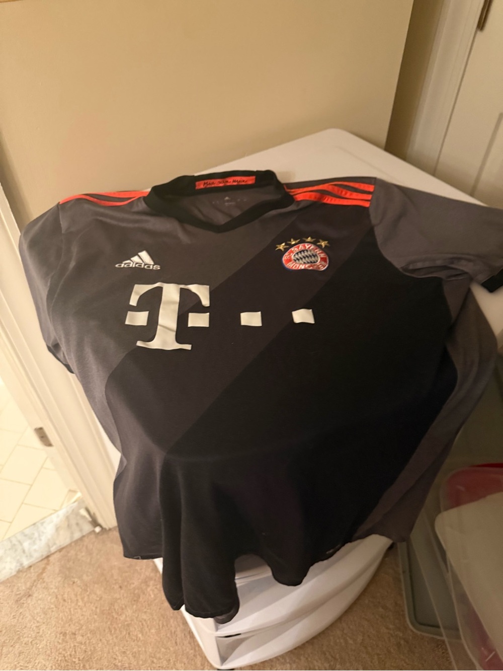 adidas Black & Gray FC Bayern Munich Away Jersey with Red Accents